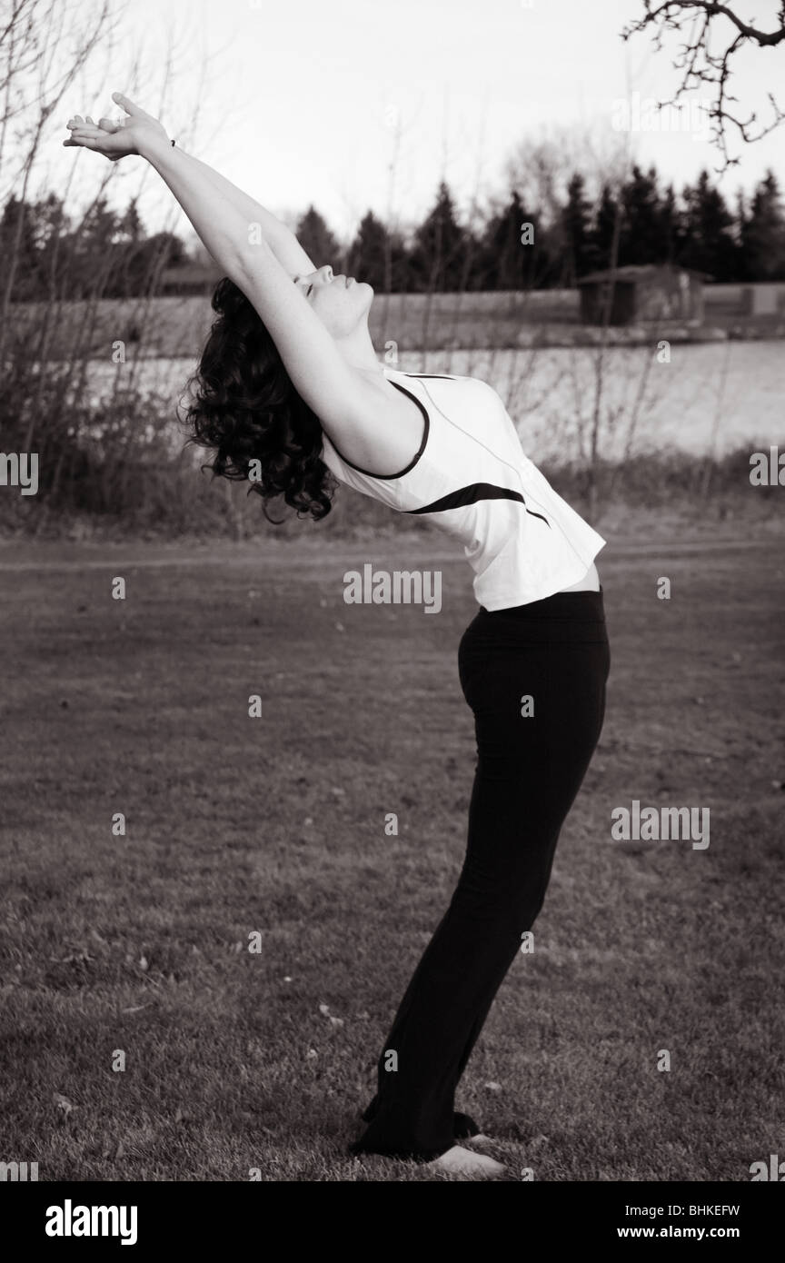 Woman doing Ardha Chandrasana (Back Bend Stock Photo Alamy