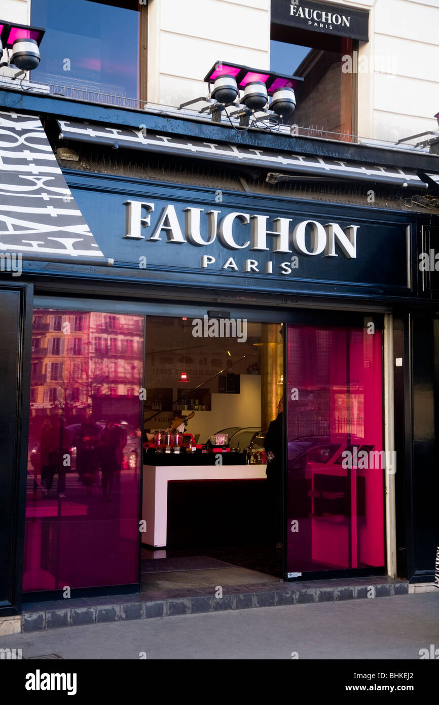 Exterior of the Fauchon luxury shop / luxurious store / delicatessen. 30, Place de la Madeleine 75008 Paris, France. Stock Photo