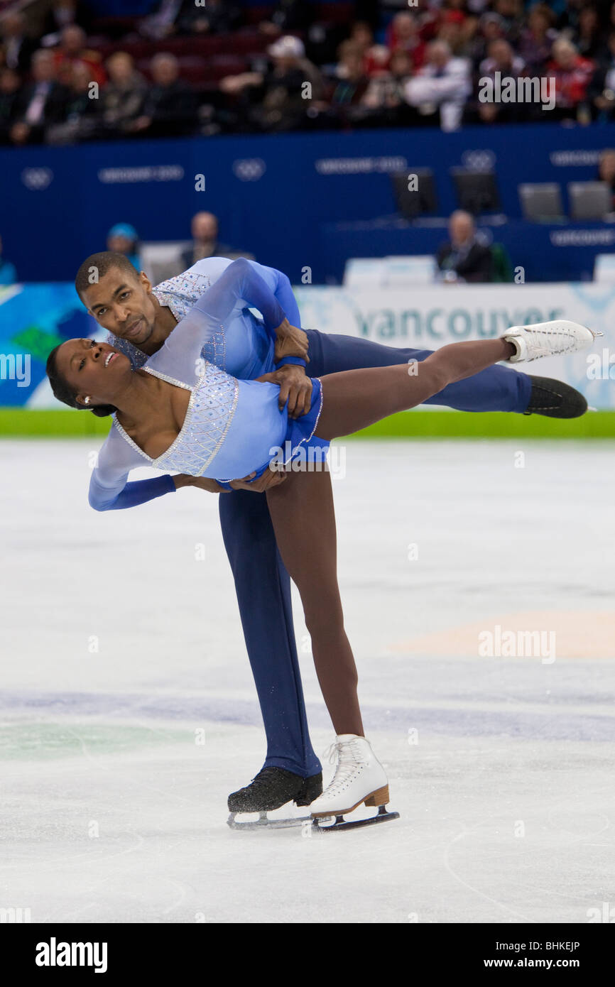 Vanessa James and Yannick Bonheur (FRA) competing in the pairs free at