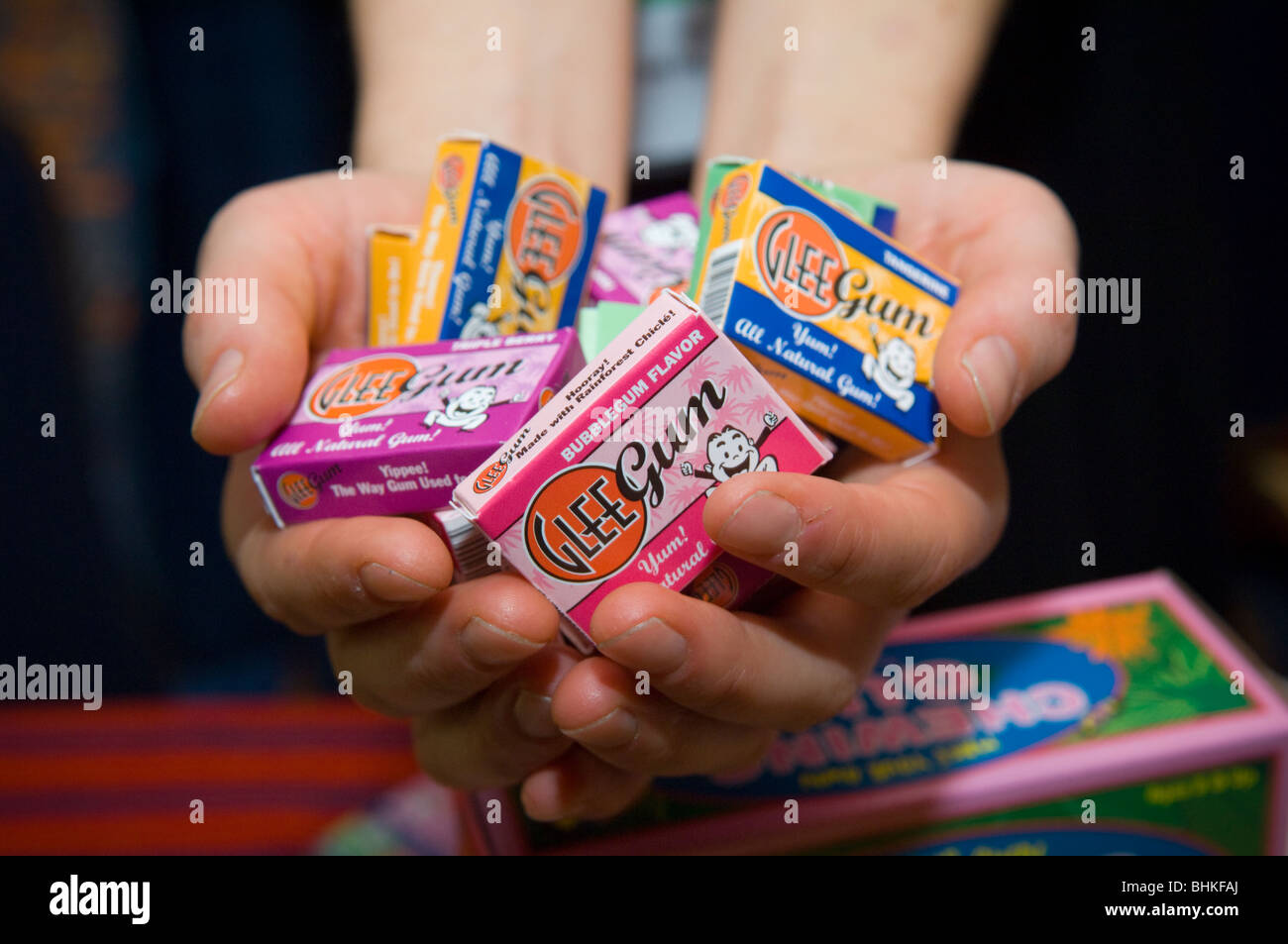 All natural Glee Chewing Gum at the 2010 Green Products Expo in New York Stock Photo