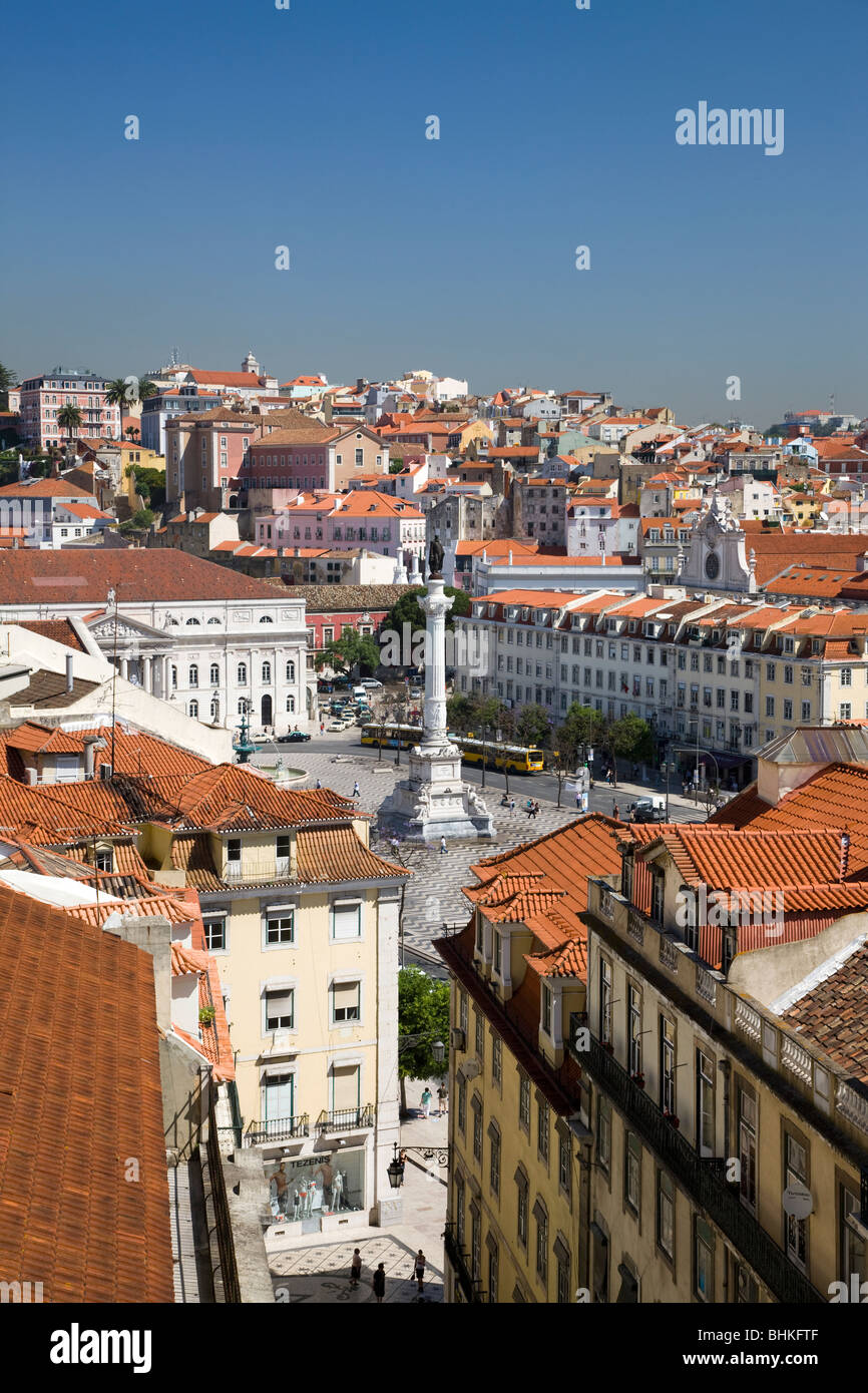 Portugal lisbon elevated view of rossio square the Praco de dom Pedro Stock Photo