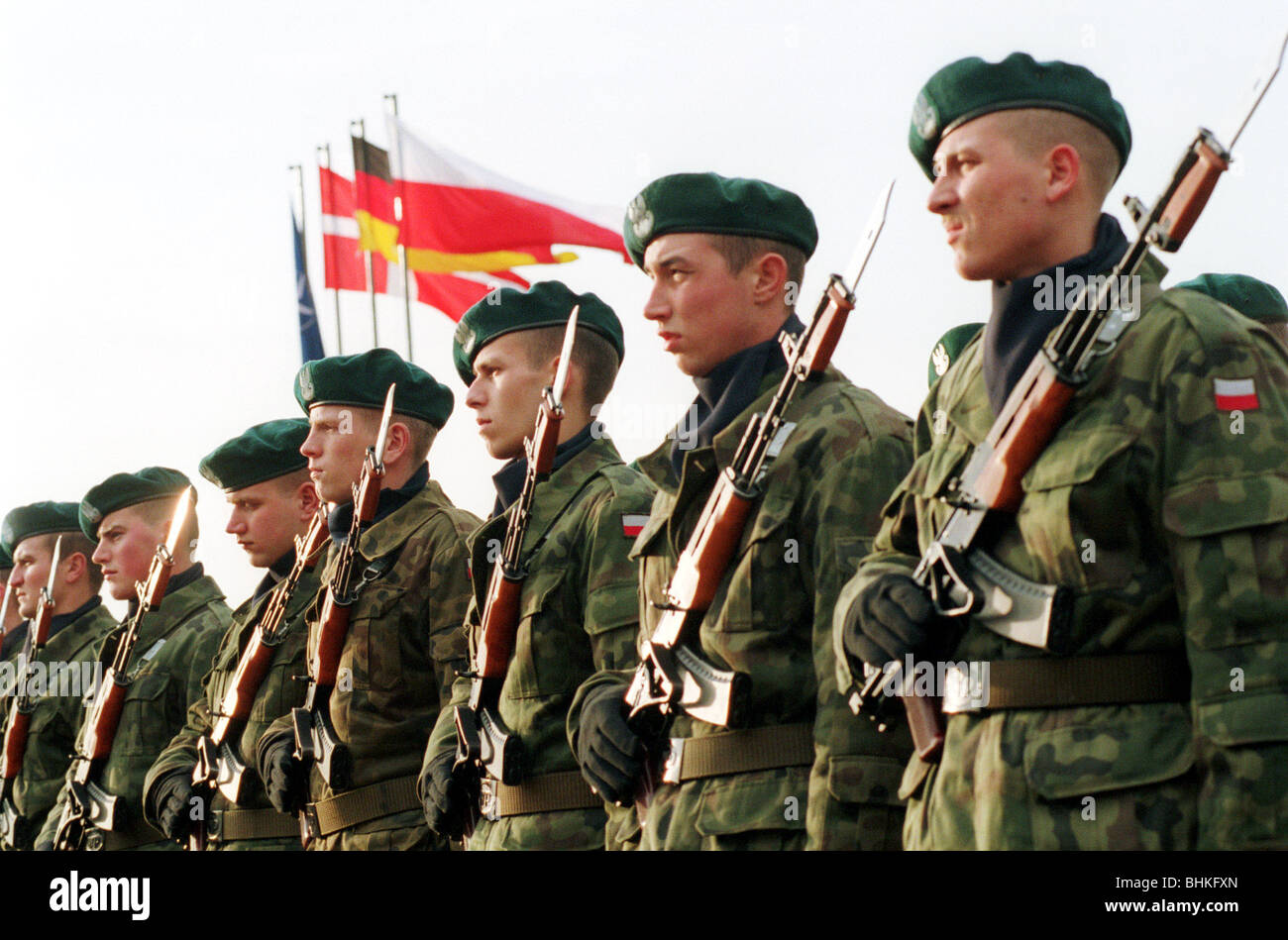 Polish soldiers of the Multinational Corps Northeast, Karwice, Poland Stock Photo