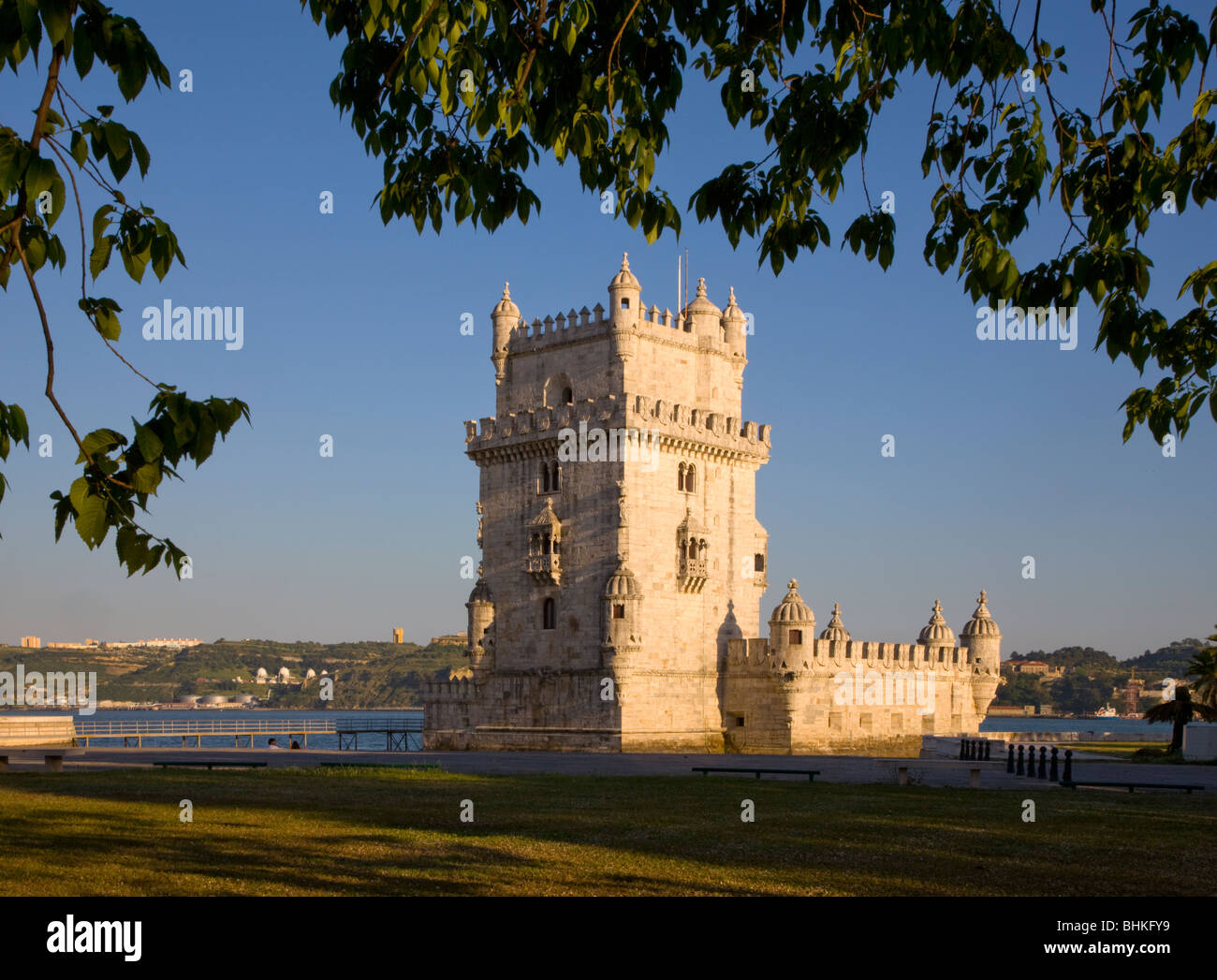 Portugal Lisbon Belem tower in late evening light Stock Photo
