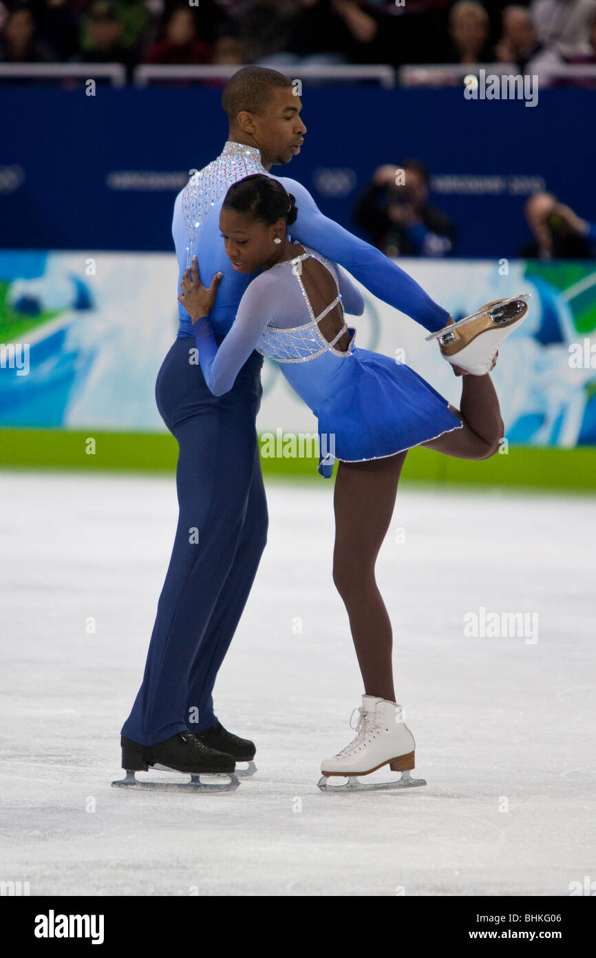 Vanessa James and Yannick Bonheur (FRA) competing in the pairs free at