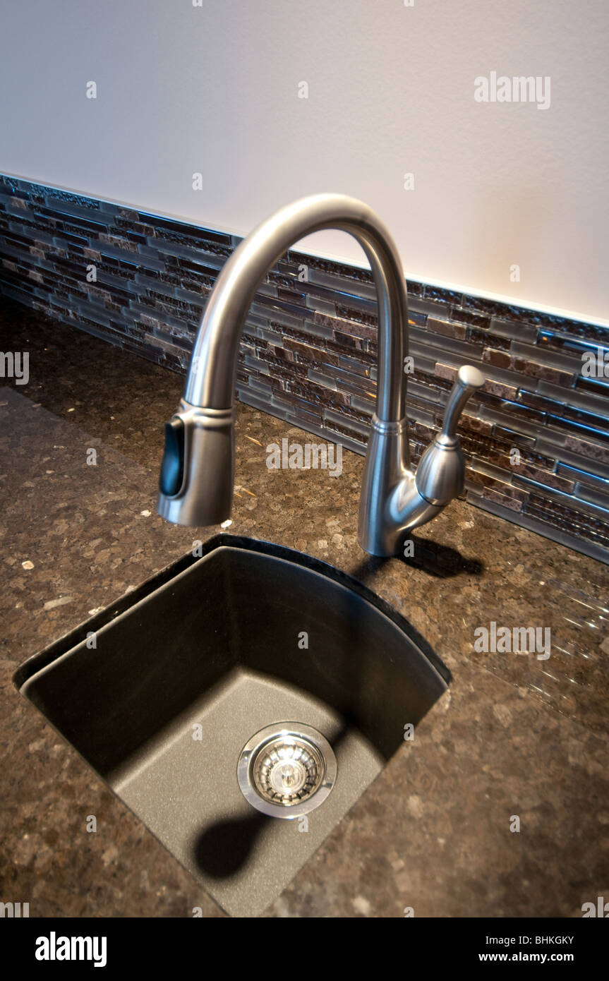 Wet Bar Stand Behind With Sink Cupboards Dishwasher And Mini Fridge Stock Photo Alamy