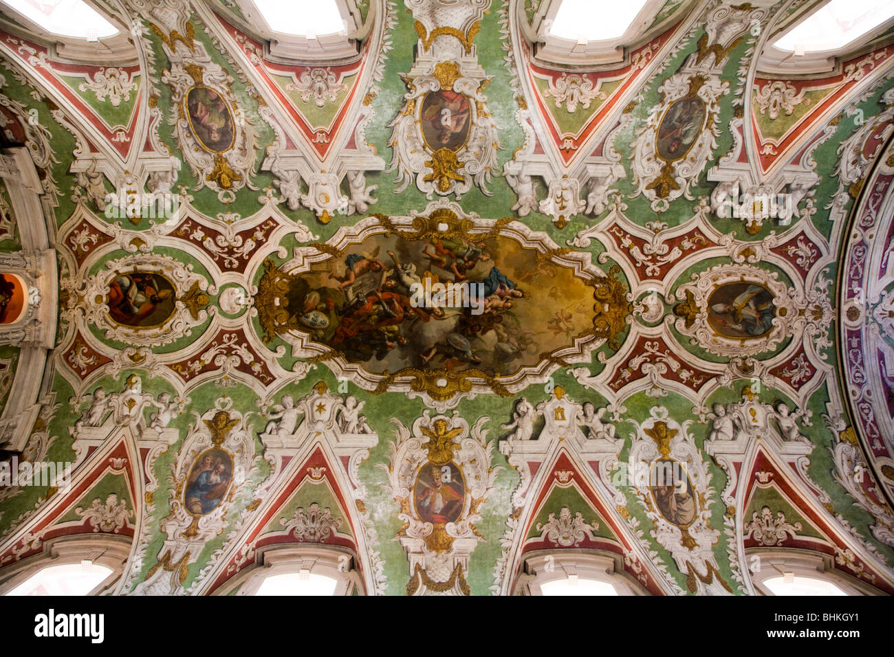 Portugal Lisbon Ceiling of Church Stock Photo