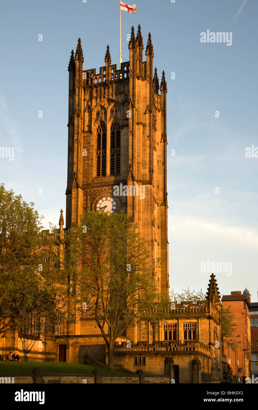 Manchester Cathedral in late evening light, Manchester, England Stock Photo