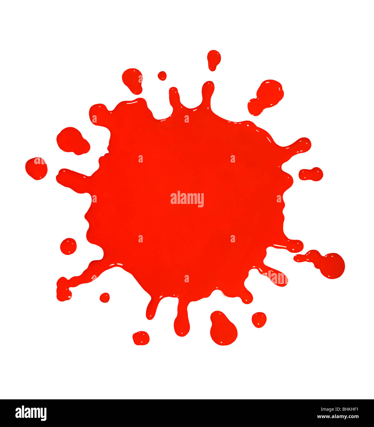 Red paint splat isolated over white background Stock Photo