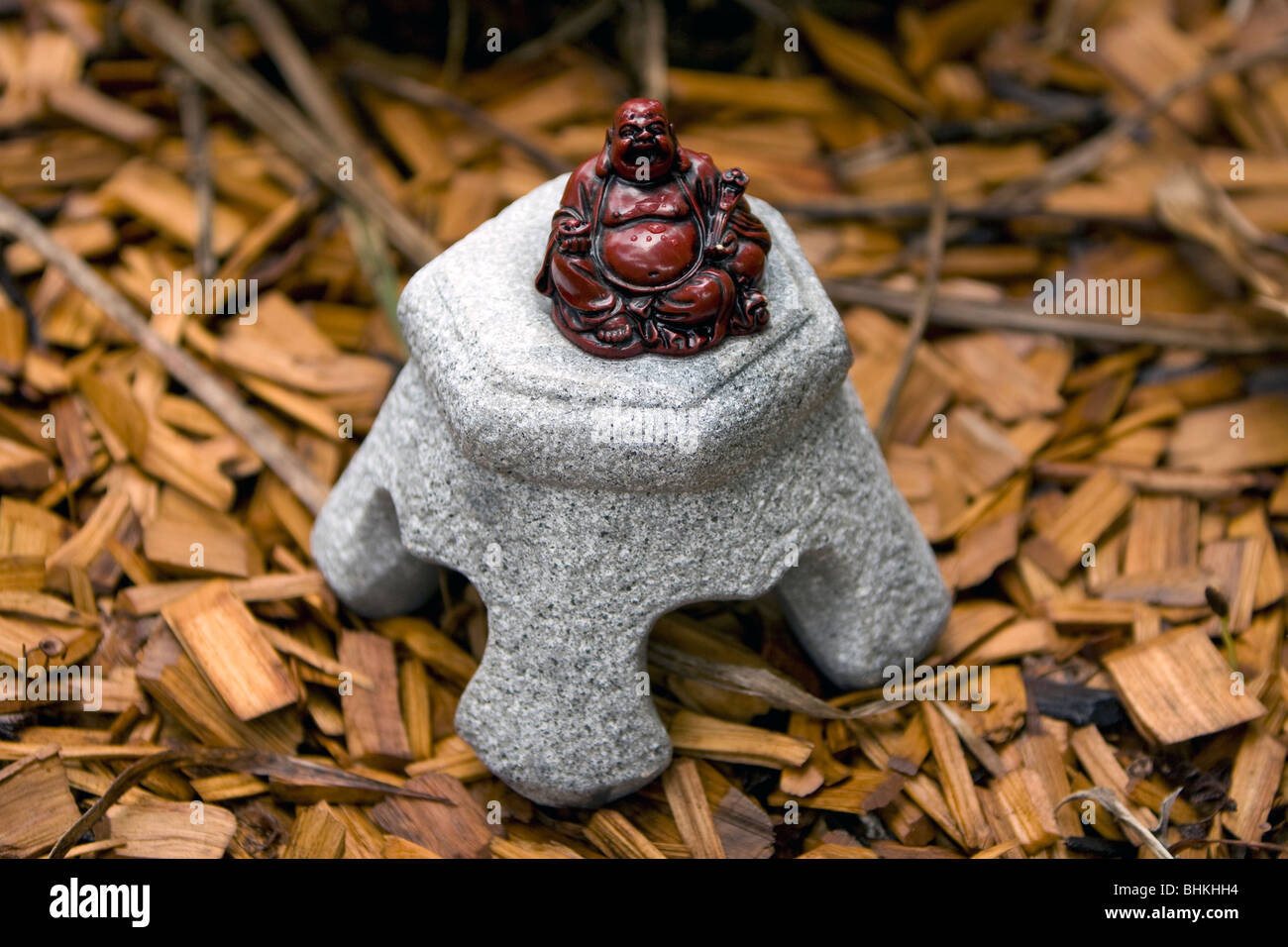 Buddah sits on his throne Stock Photo