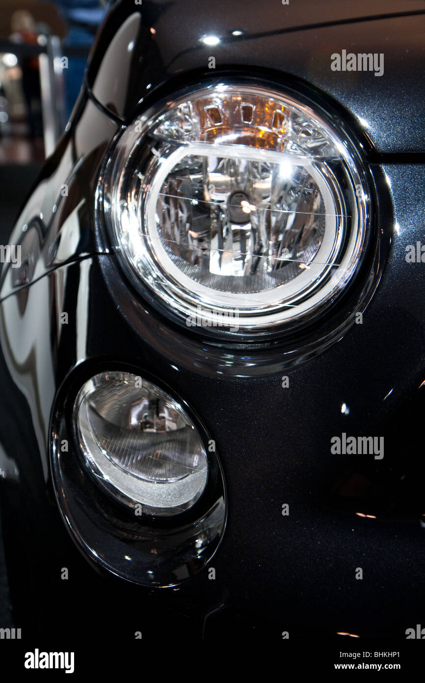 "Fiat 500" closeup headlight Stock Photo