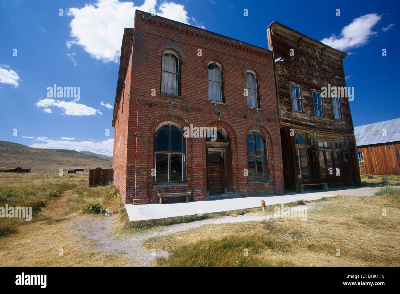 IOOF Hall, Dechambeau Hotel and Post Office, Bodie State Historic Park, California Stock Photo