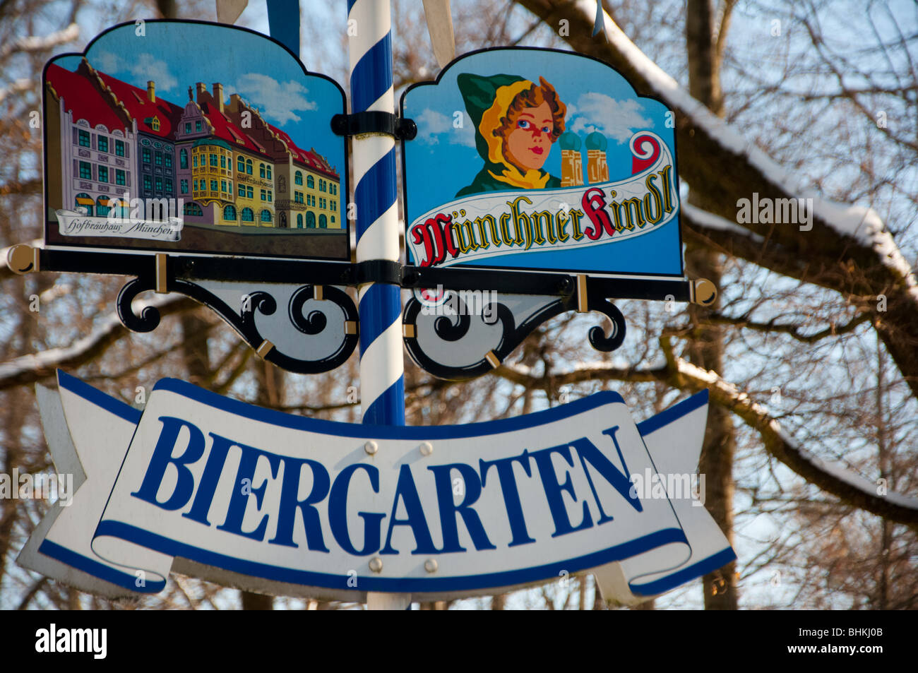 Beer garden sign, Munich, Germany Stock Photo Alamy