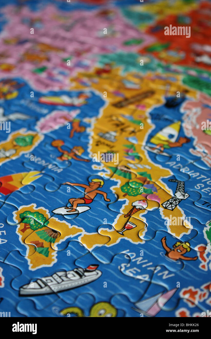 child's jigsaw puzzle image of Italy and Europe Stock Photo