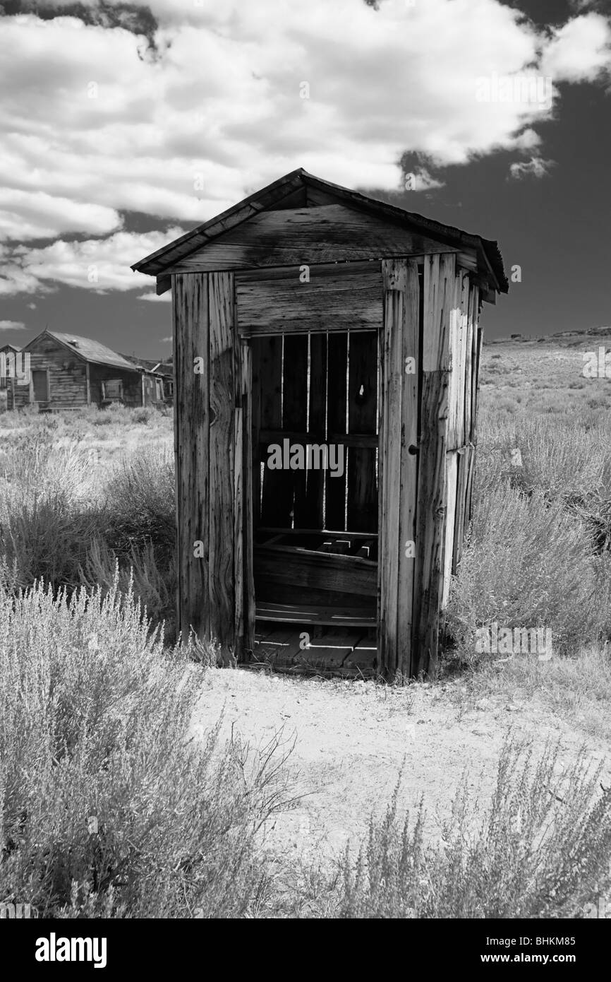 Outhouse in Ghost Town, Bodie State Historic Park, California Stock Photo