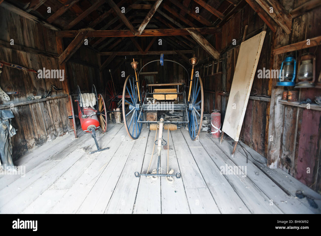 Interior of the Bodie Firehouse, Bodie State Historic Park, California Stock Photo