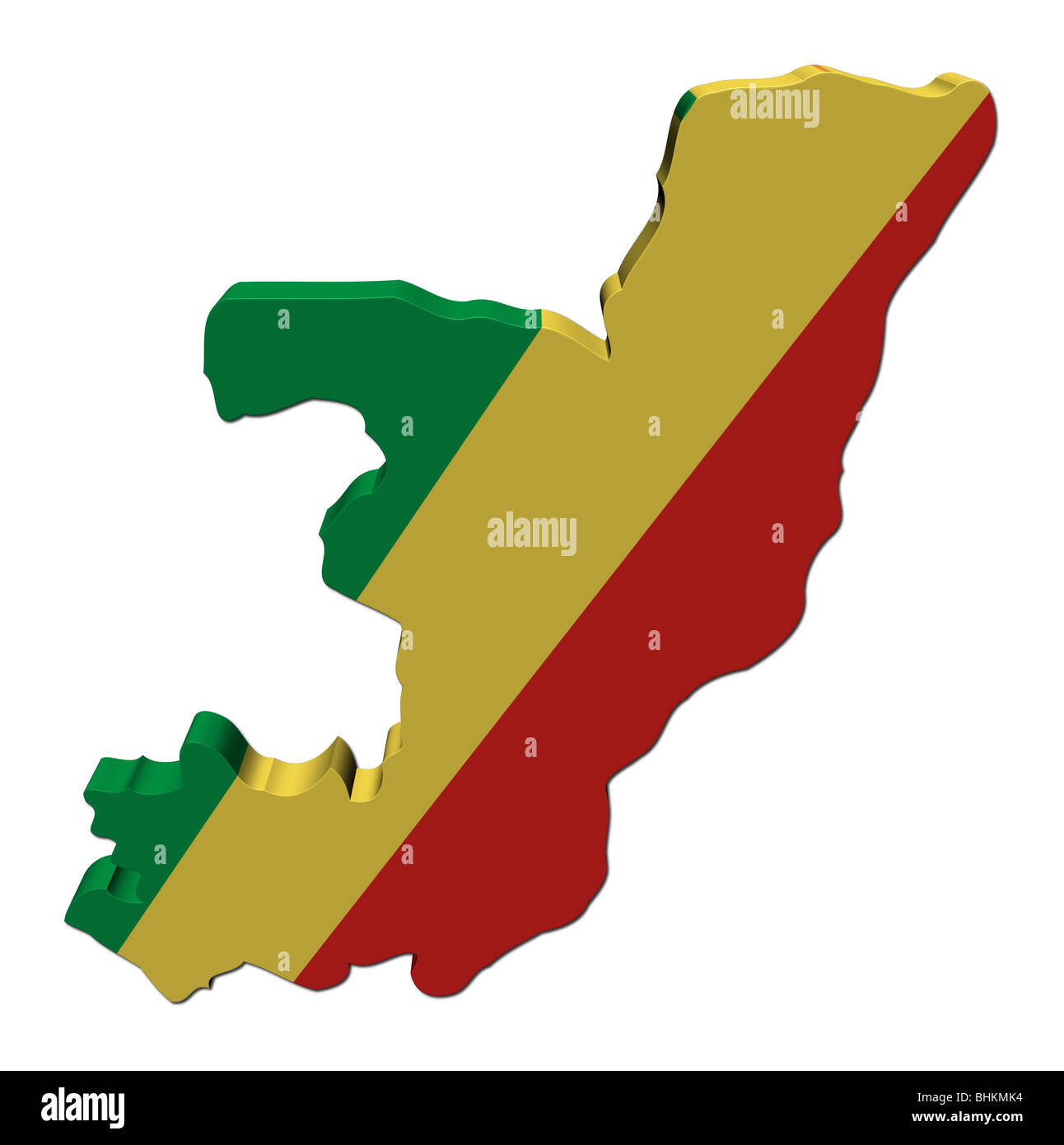 Republic of Congo map flag 3d render on white illustration Stock Photo ...