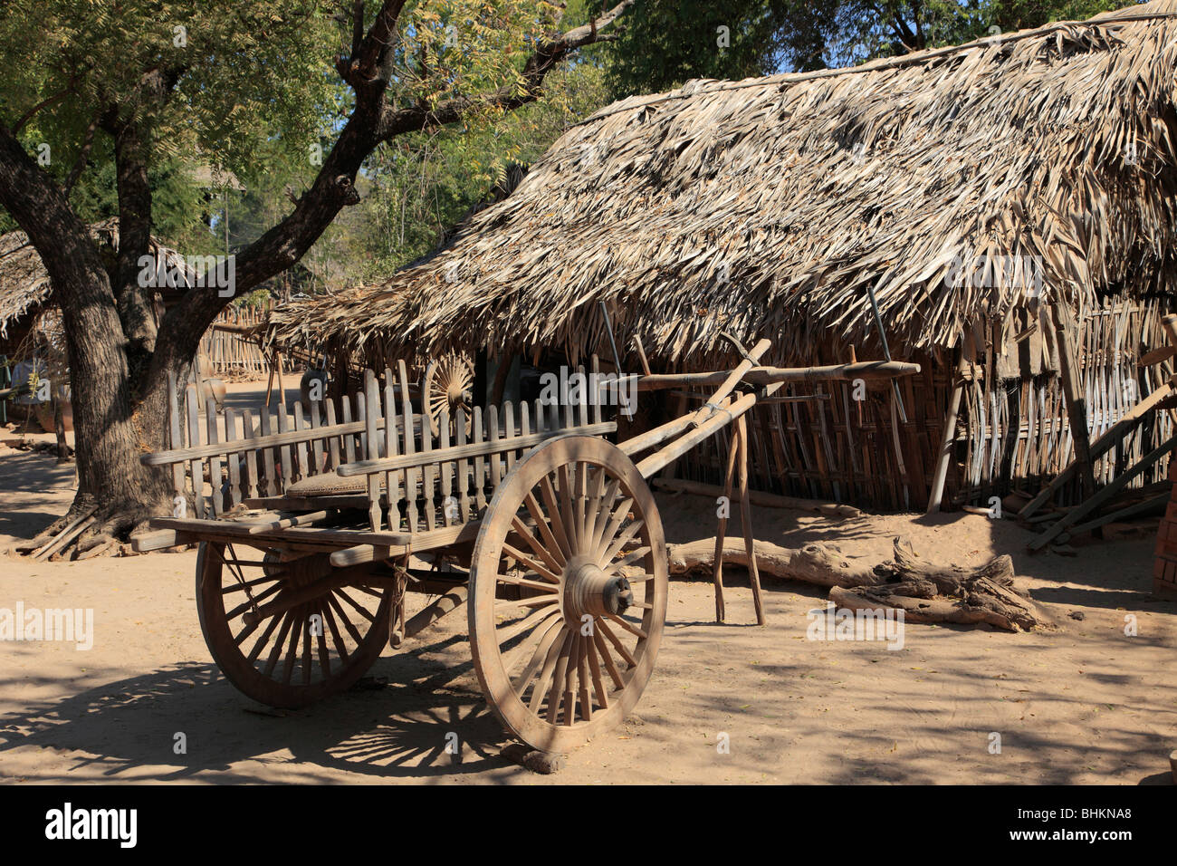 Myanmar, Burma, near Bagan, rural house, courtyard Stock Photo