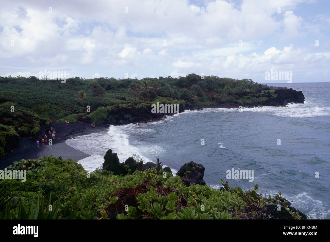 Black Sand Beach, Wai'anapanapa State Park, Hana, Maui, Hawaii Stock Photo