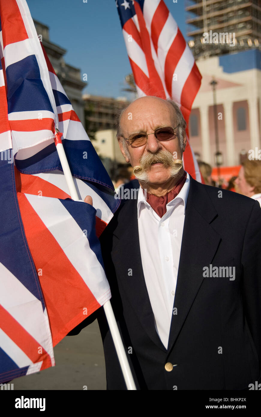 Ted Sedman, at a parade showcasing contestants in the World Beard and Moustache Championships, 2007, in London, England. Stock Photo