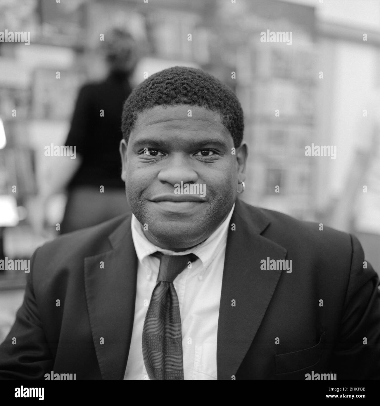 British journalist and American correspondent Gary Younge at the Guardian Hay Festival, Hay-on-Wye, Wales UK  KATHY DEWITT Stock Photo