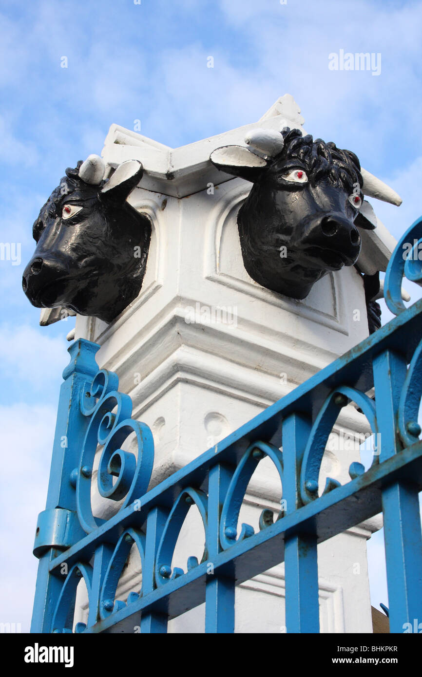 The gates at the entrance to the Cattle Market in Nottingham, England