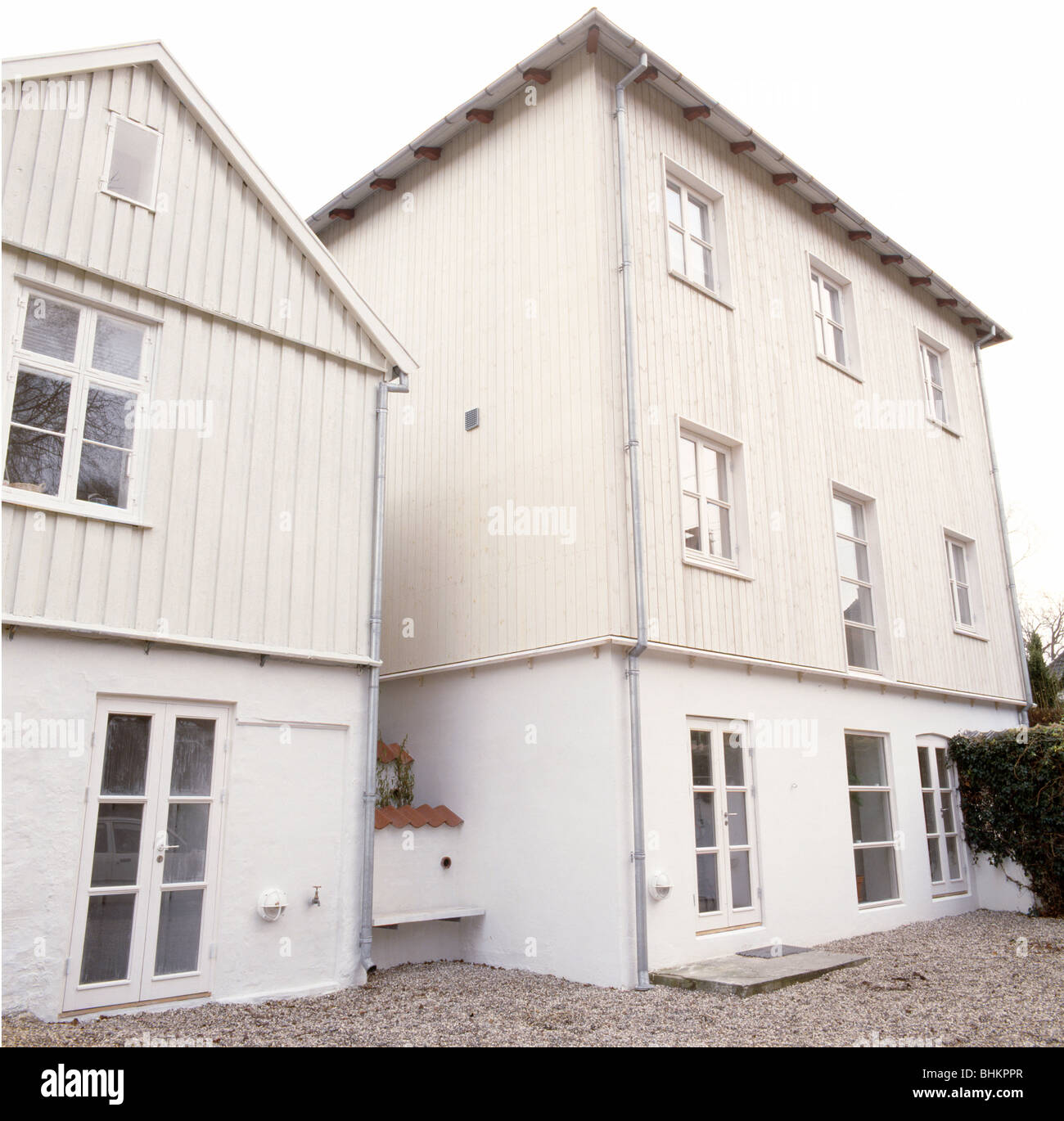 White clapboard houses in Denmark Stock Photo Alamy