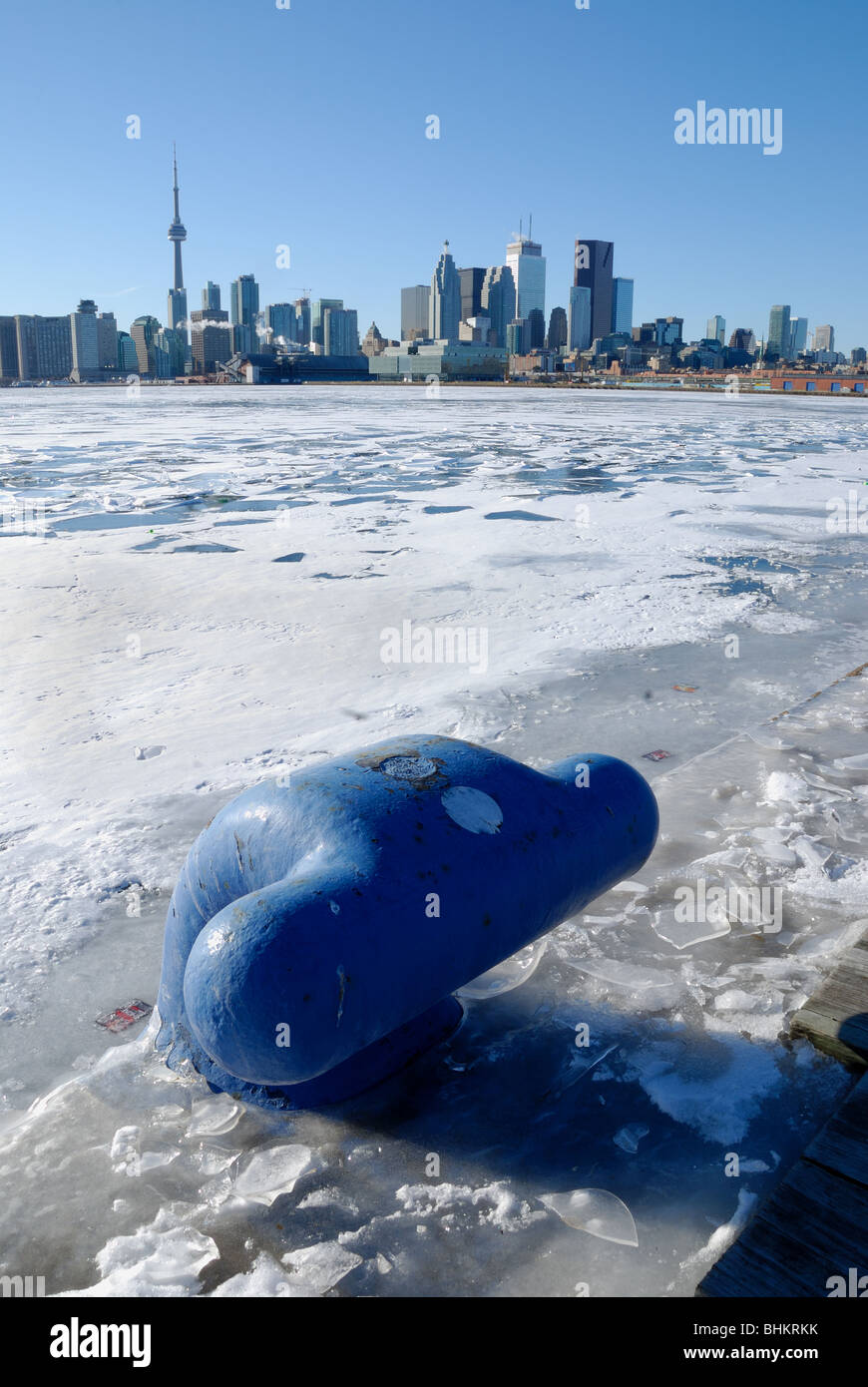 A view of Toronto harbour's shipping port in winter Stock Photo