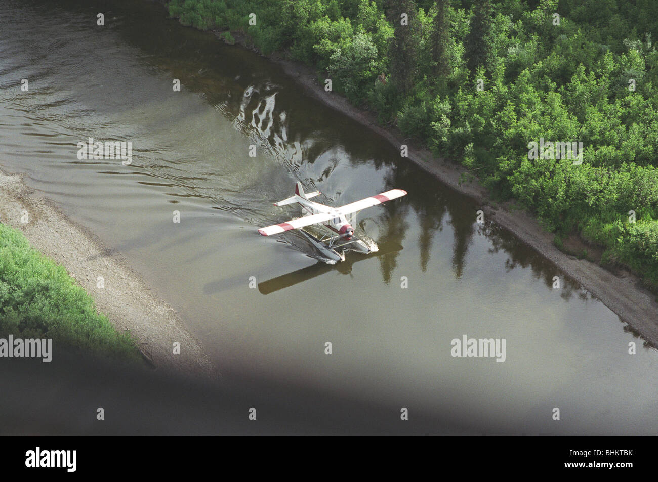 A float plane landing on the Talachulitna River Alaska Stock Photo - Alamy
