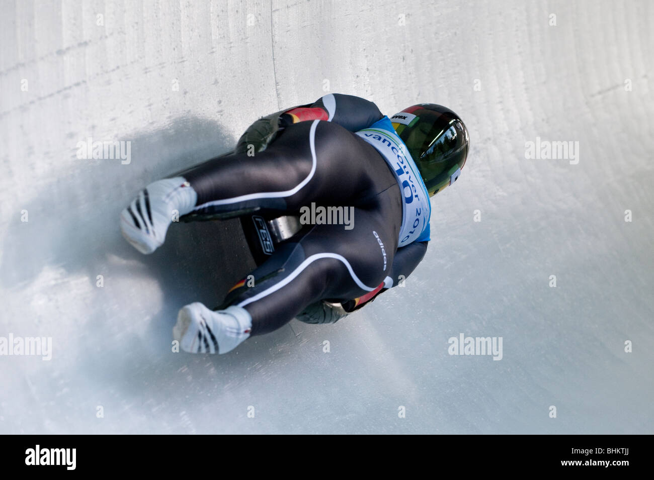 Anke Wischnewski (GER) during a training run of the Women's Luge at the Whistler Sliding Center Stock Photo