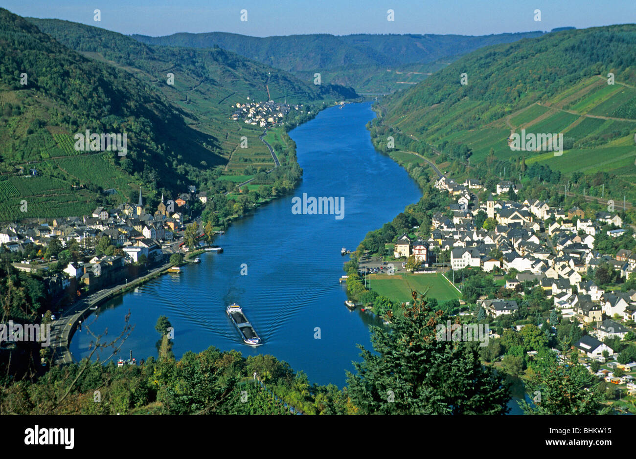 Moselle near Alf and Bullay, Rhineland-Palatinate, Germany Stock Photo