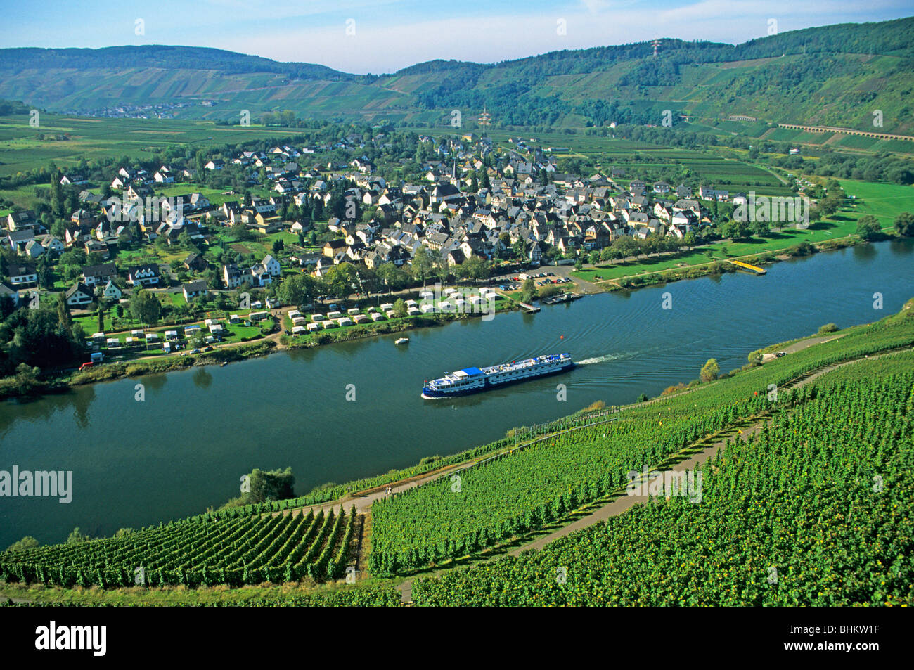 River Moselle near Puenderich, Rhineland-Palatinate, Germany Stock Photo