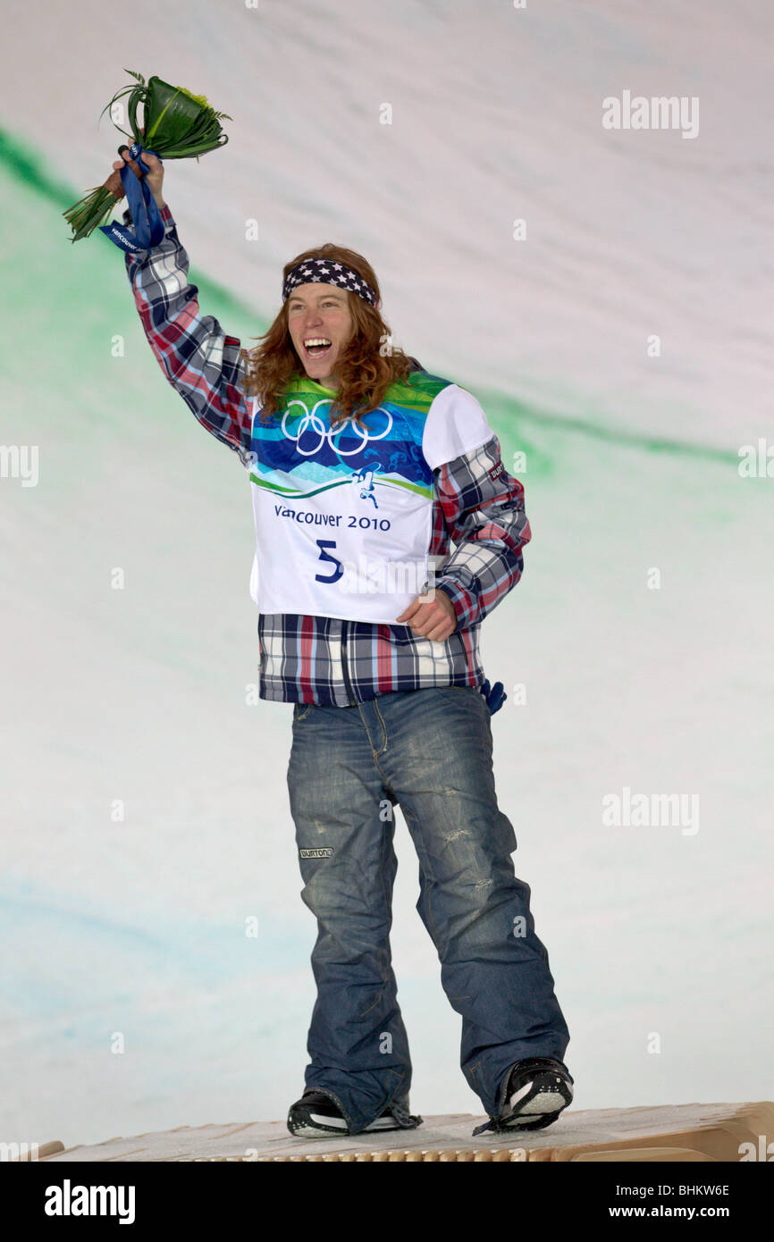 Shaun White (USA), wins the gold medal in the Men's Snowboard