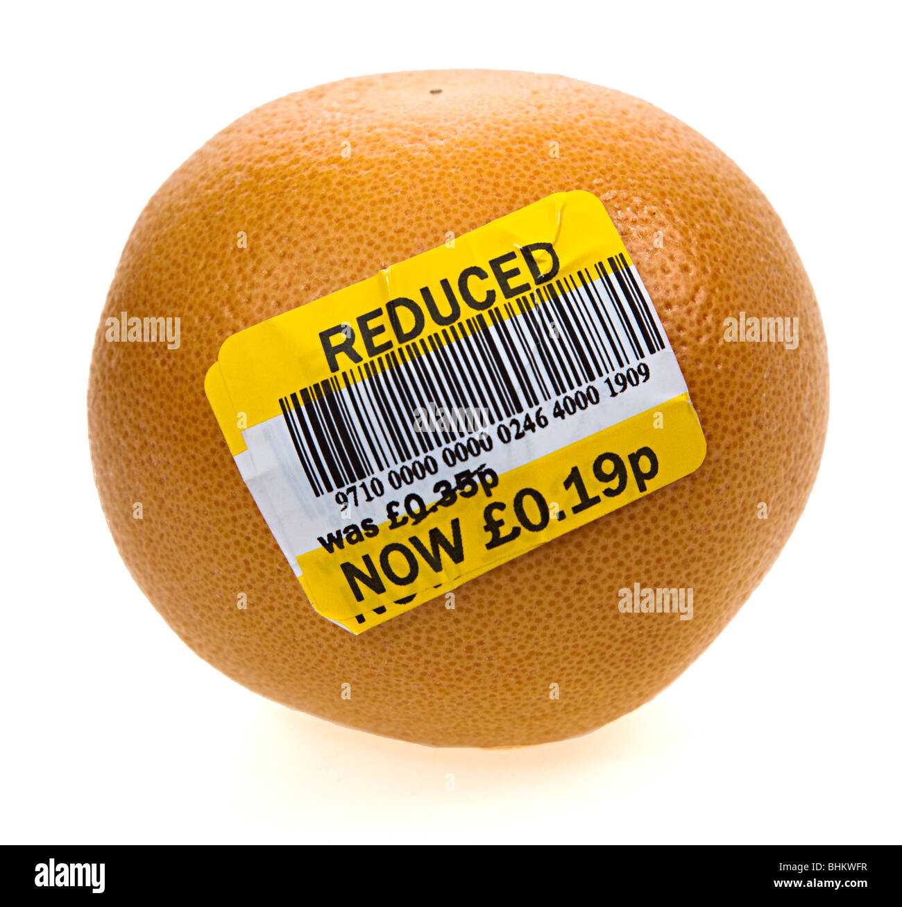 Grapefruit with reduced price barcode and sticker price UK Stock Photo