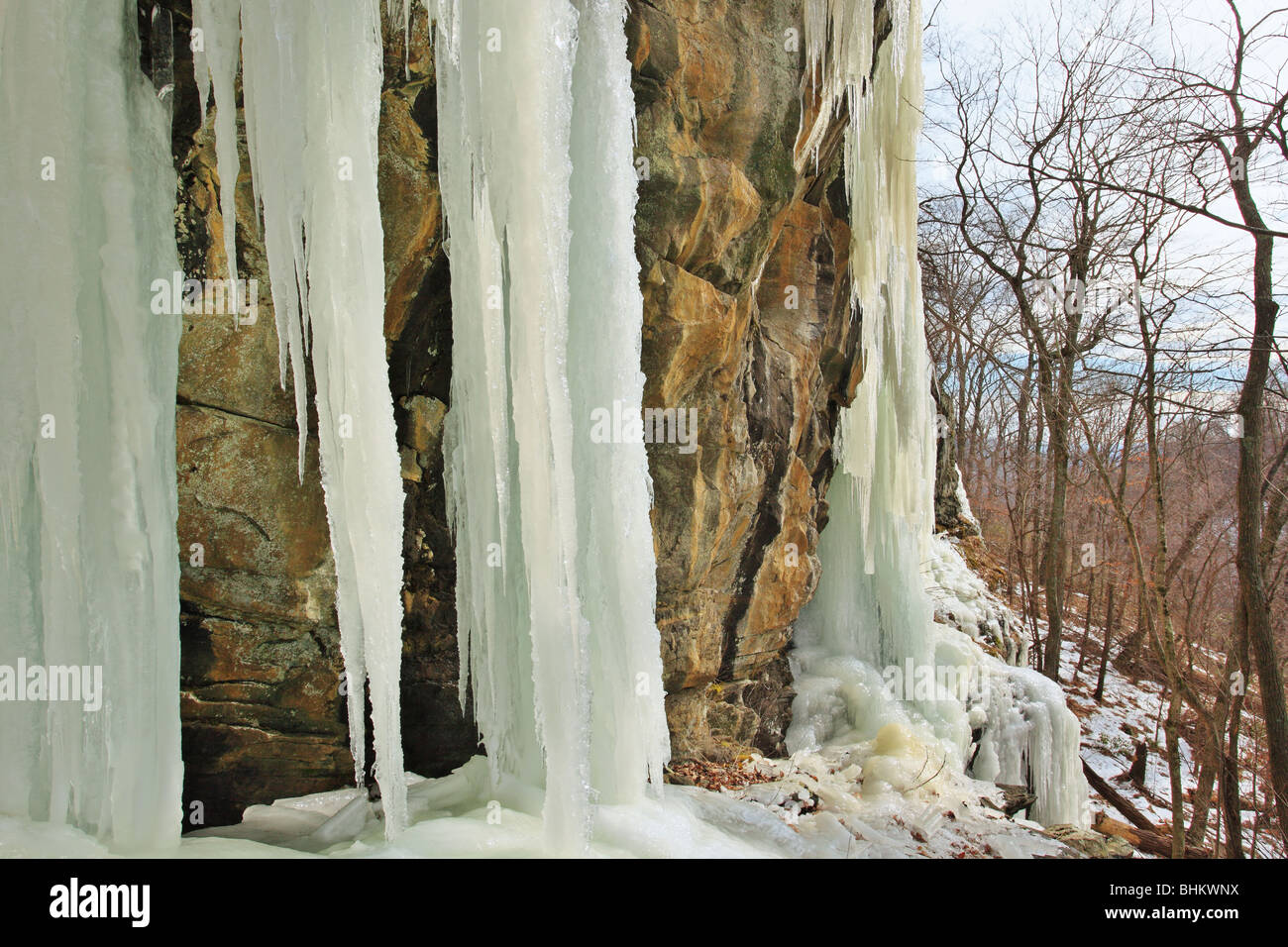 Icicles, White Oak Canyon Trail, Shenandoah National Park, Virginia Stock Photo