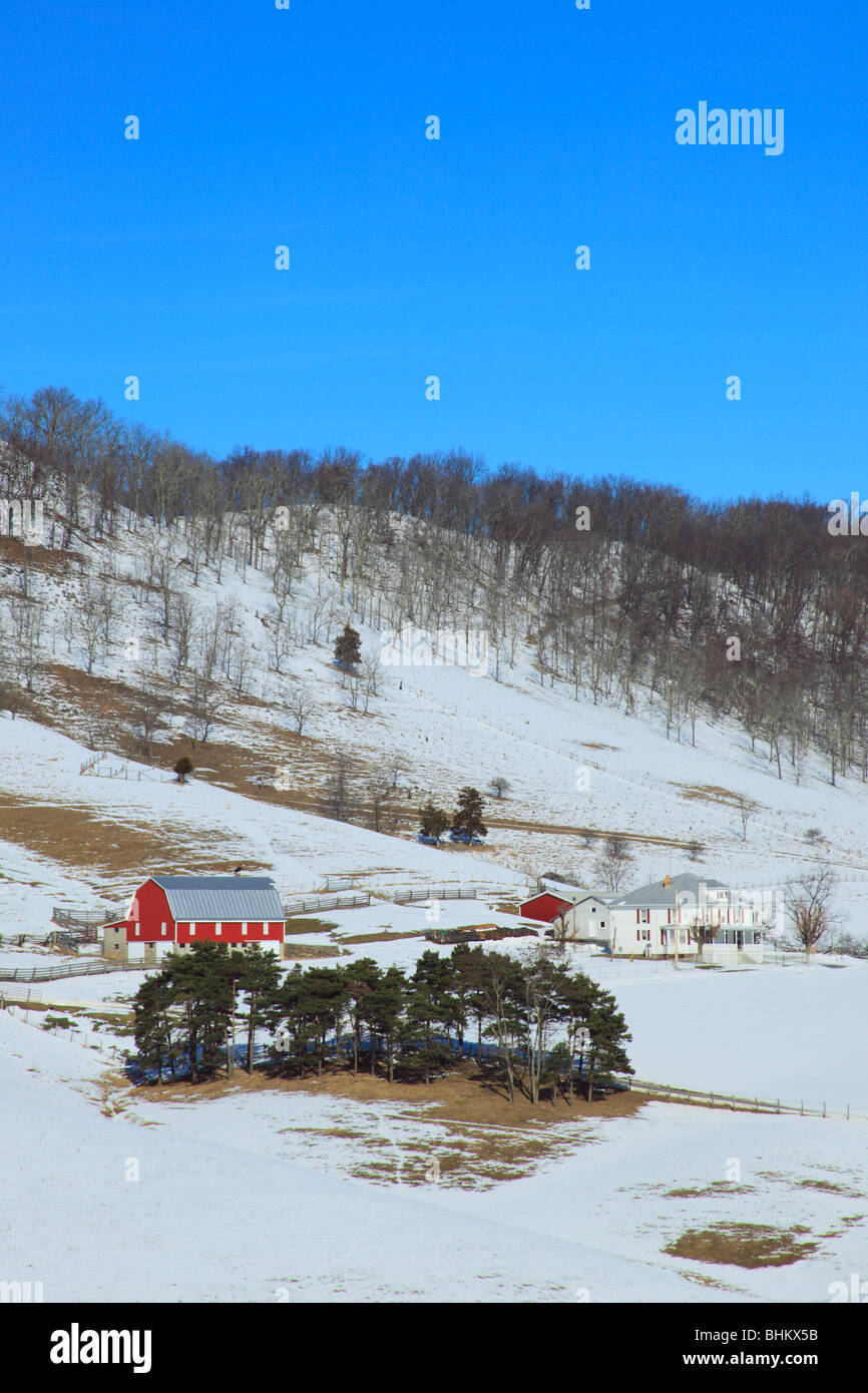 Farm in Germany Valley at the base of Spruce Mountain, Judy Gap, West Virginia. Stock Photo