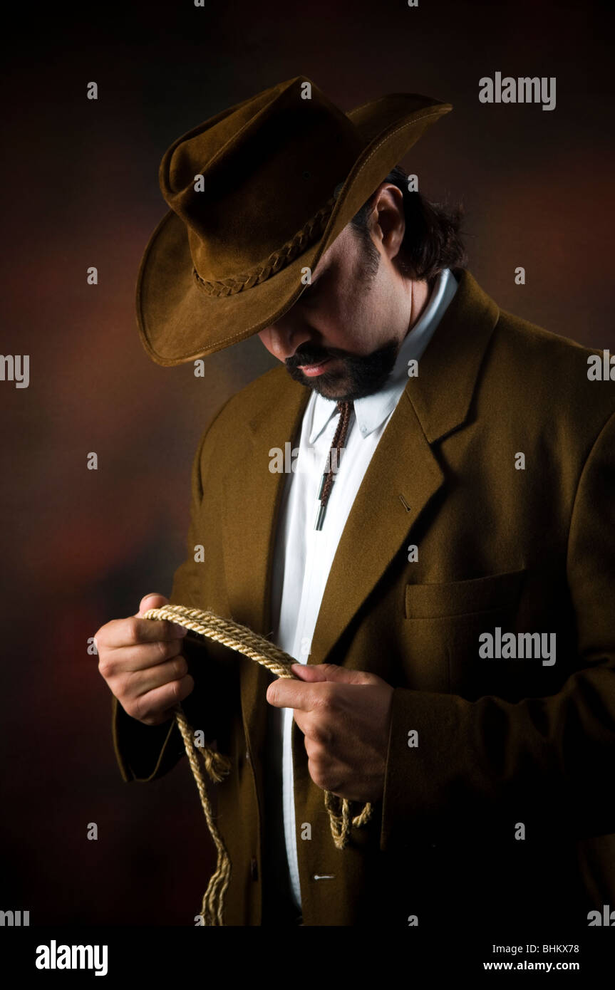 COwboy holding a rope Stock Photo