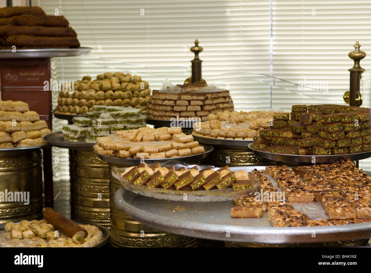 Middle eastern dessert in shop in Lebanon Middle East Asia Stock Photo