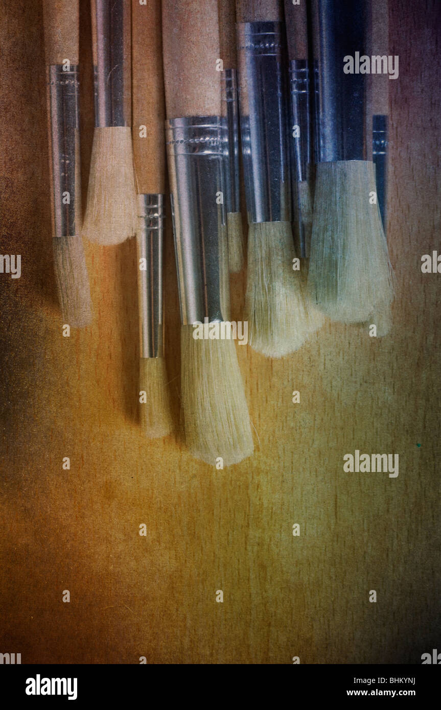 Different sizes painting brushes with texture Stock Photo Alamy