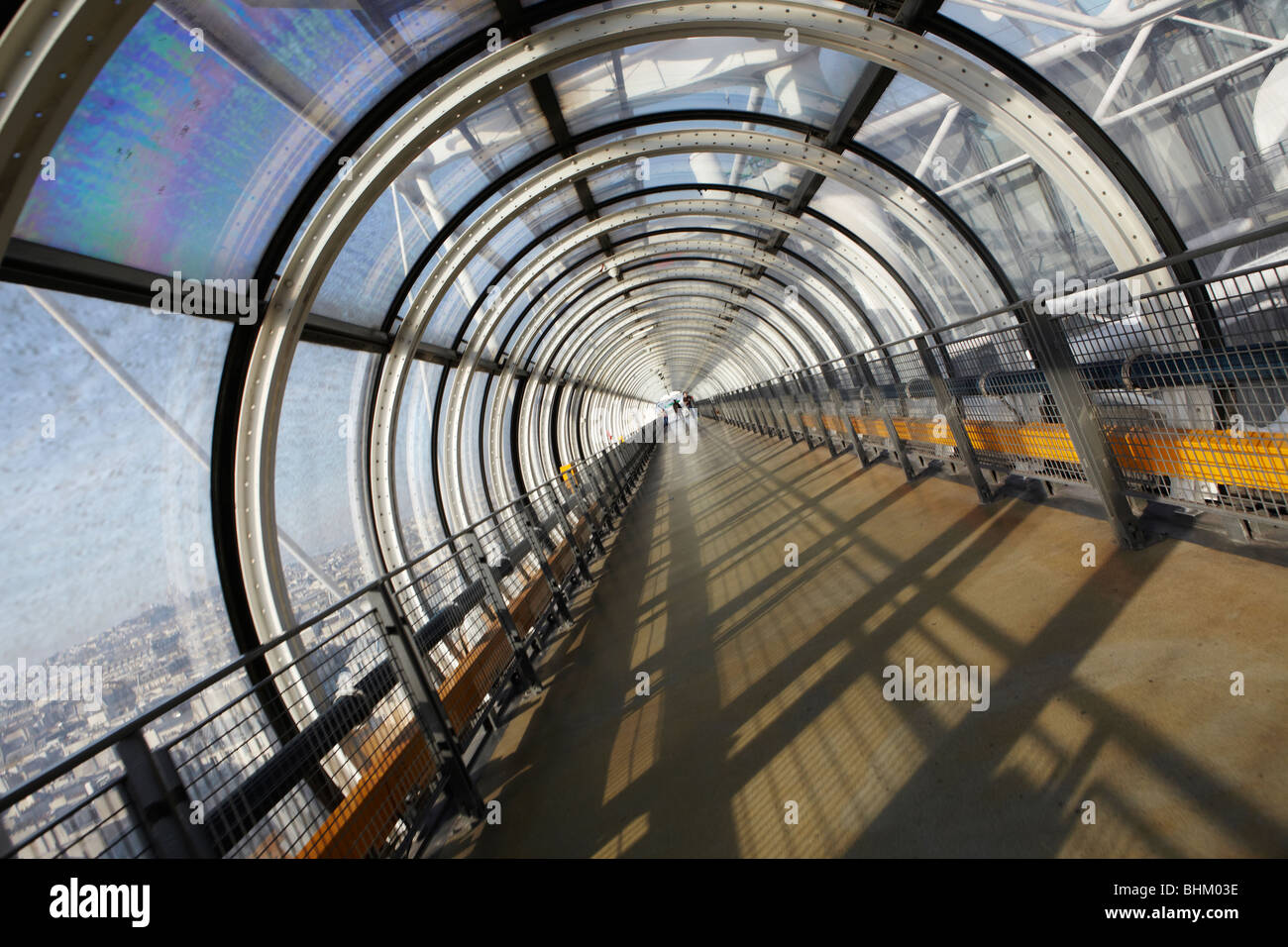 Detail of the Centre Pompidou panoramic viewing tunnel, Paris, France Stock Photo