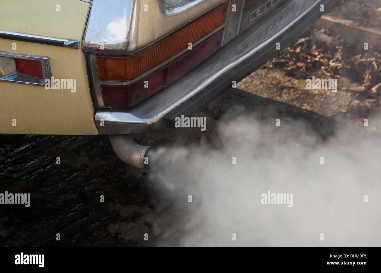 Car exhaust pollution Stock Photo