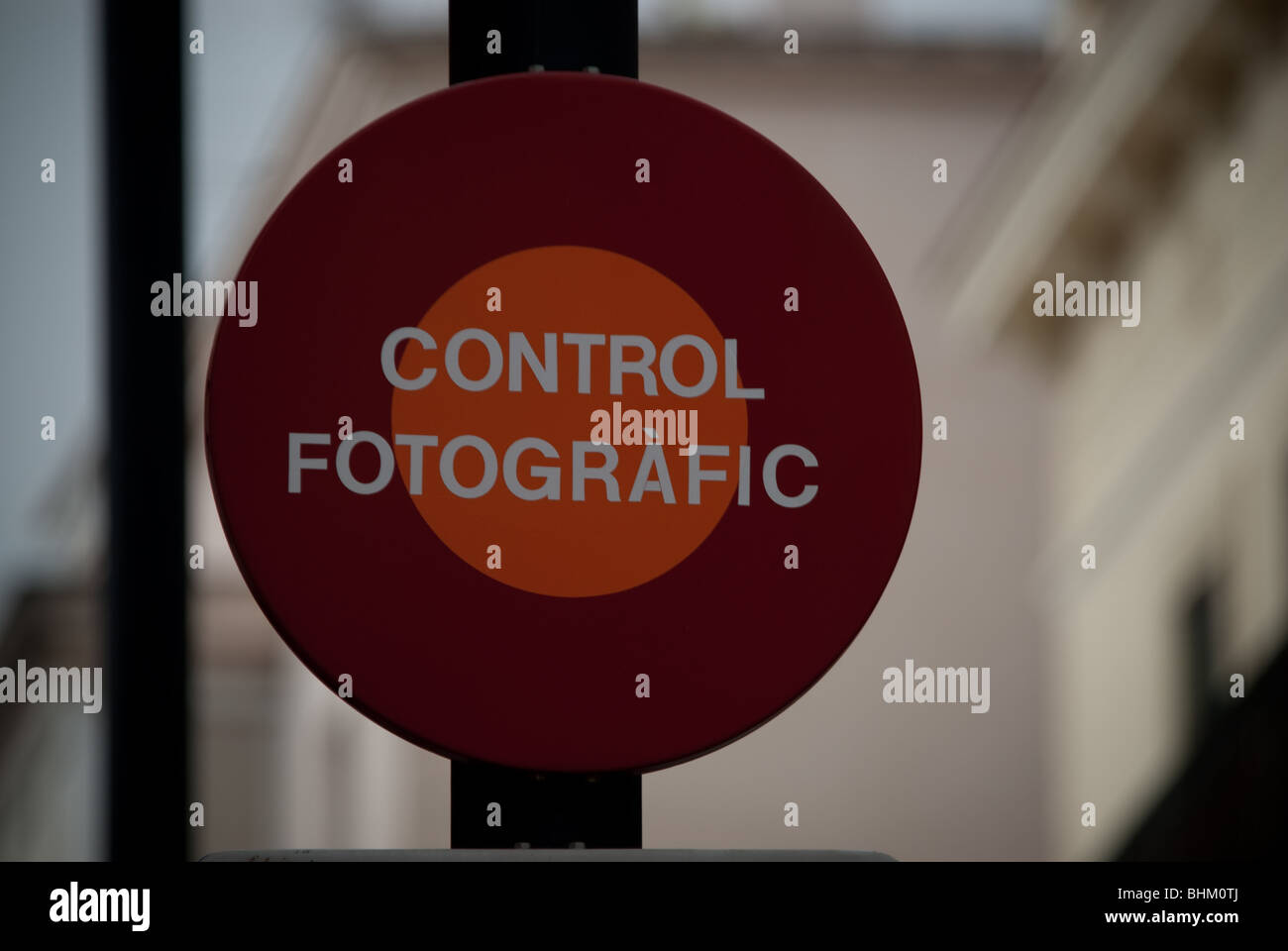 A Sign saying control Fotografic indicating the use of surveillance cameras, Barcelona. Stock Photo