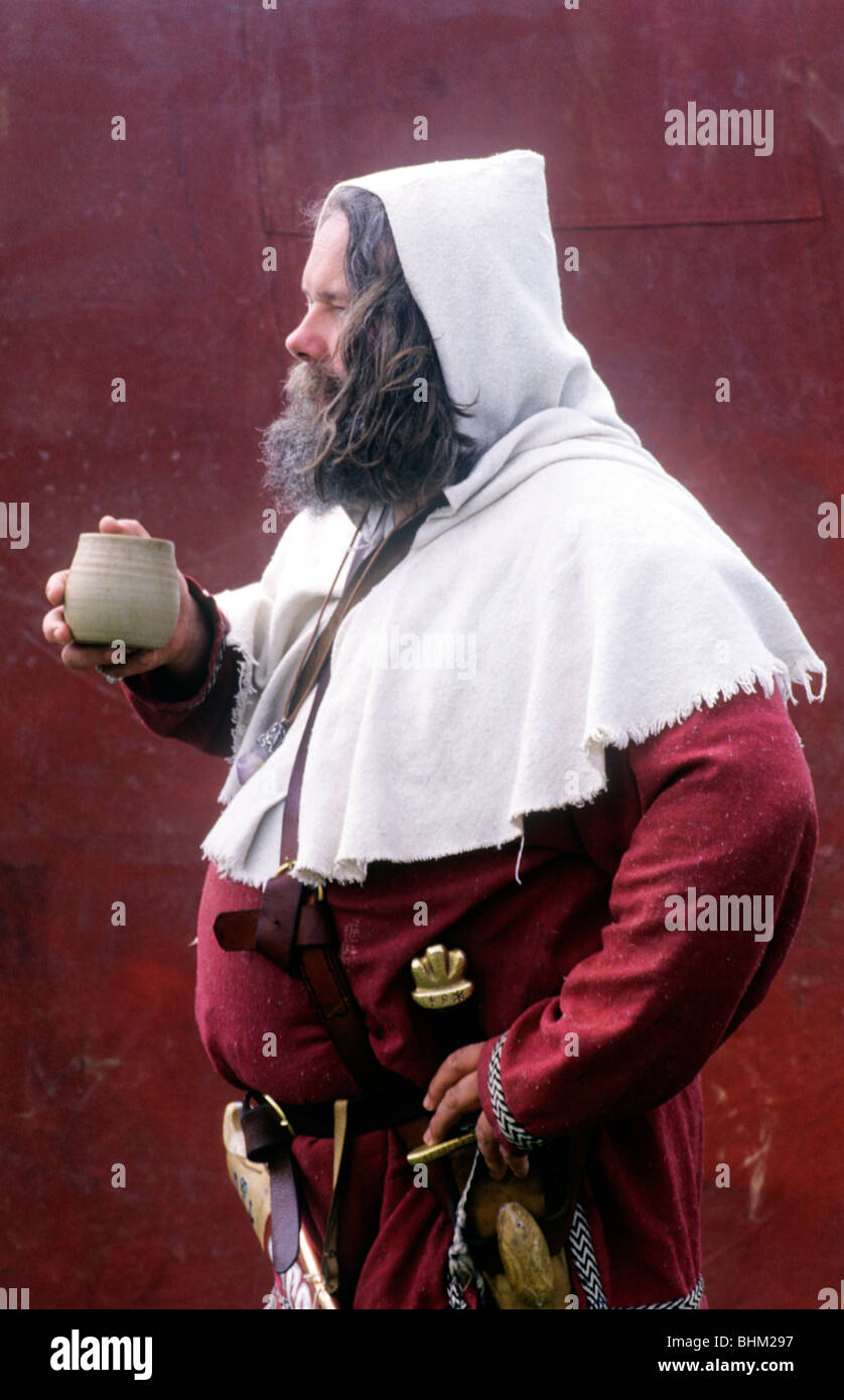 Anglo Norse Viking Saxon man historical re-enactment English British history costume fashion fashions dress Stock Photo