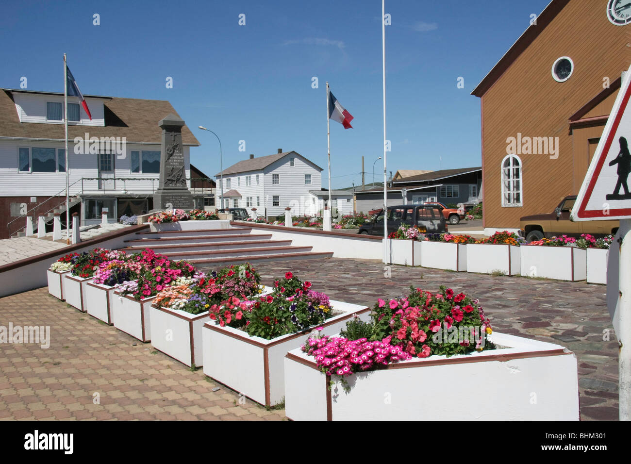 Town center - Miquelon (France) in the Laurentian Channel S of Newfoundland Stock Photo