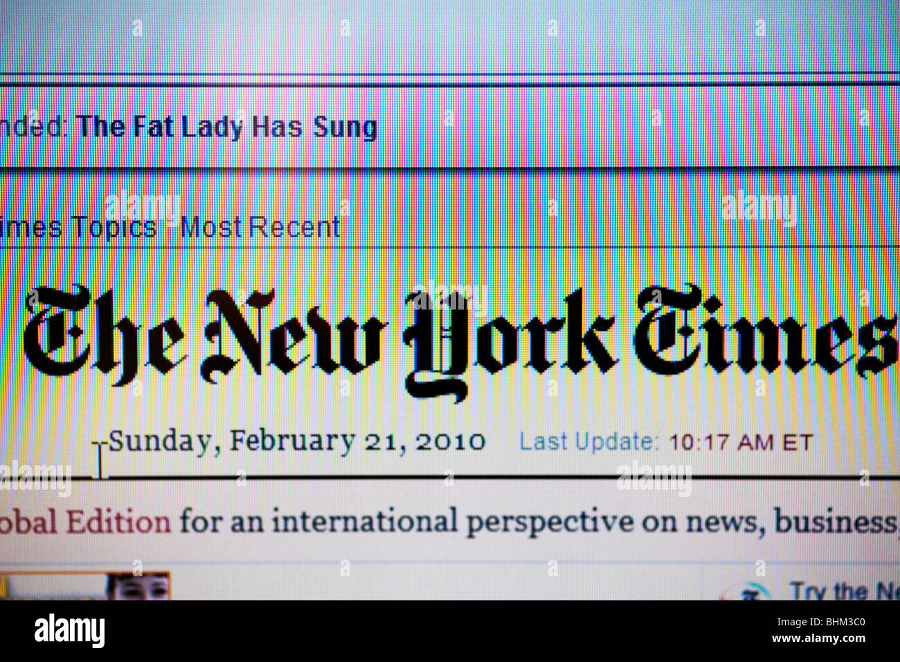 the New York Times online website newspaper title Stock Photo Alamy