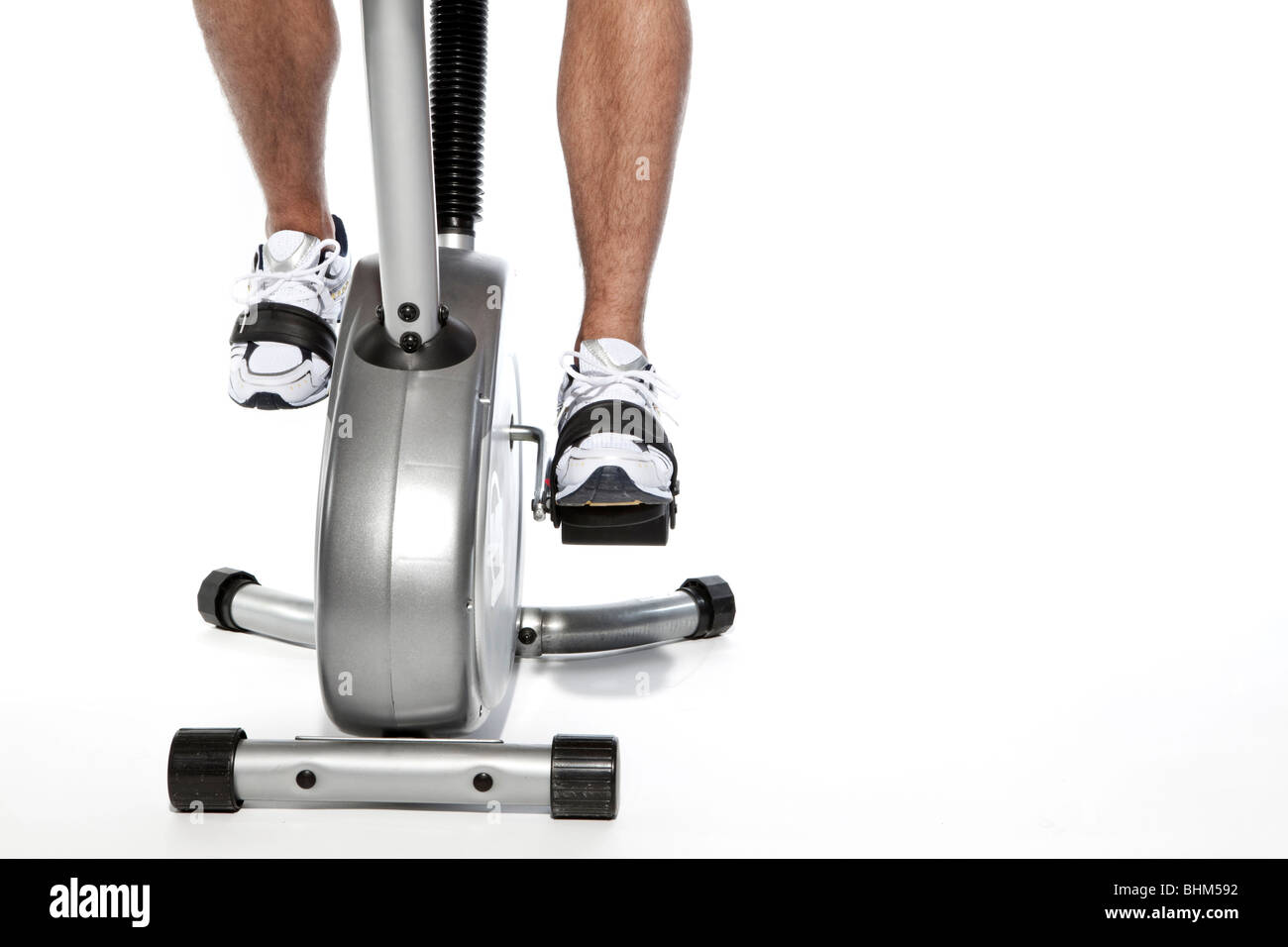 man who pedal stationary bikes, cyclette Stock Photo Alamy