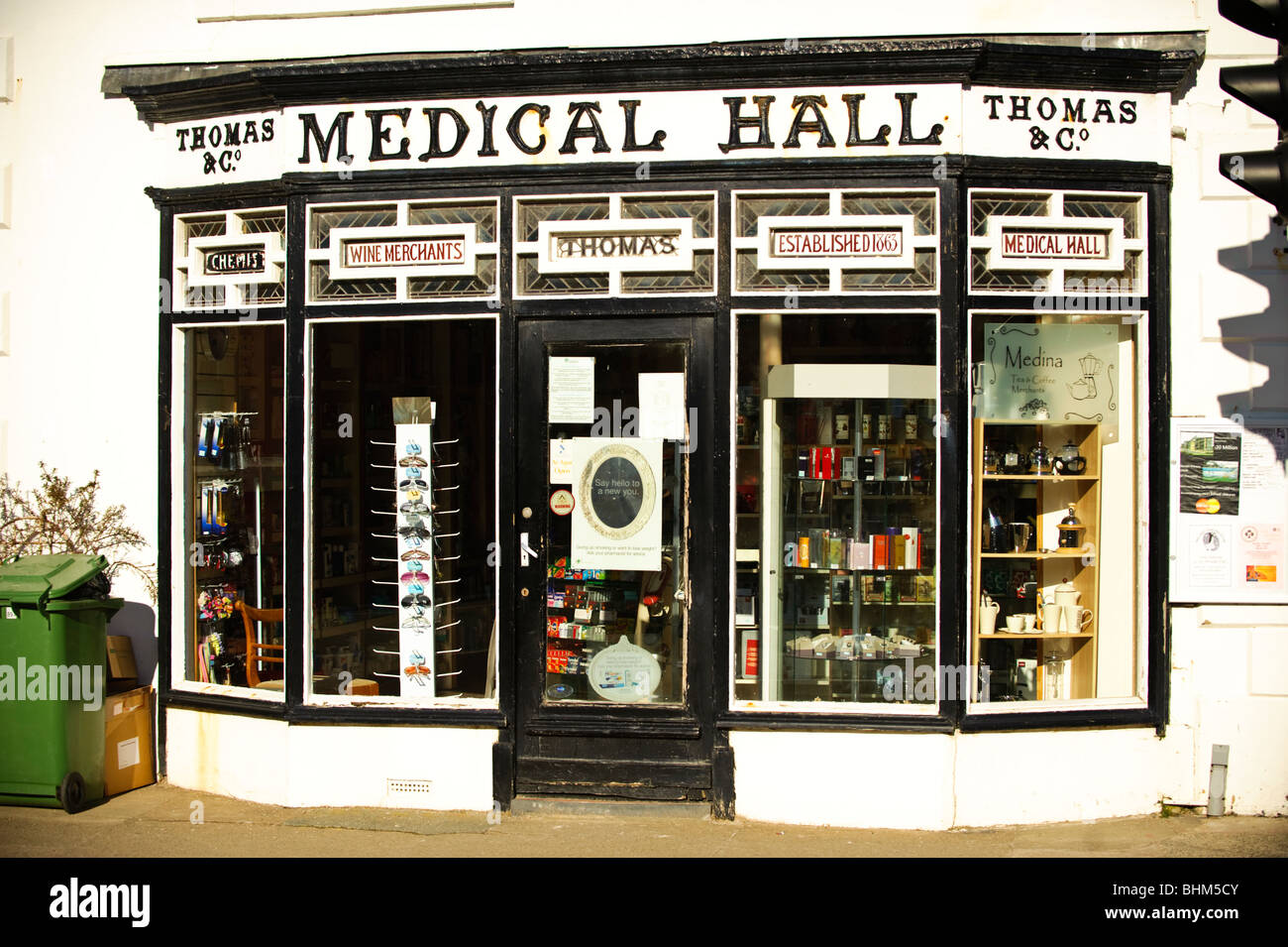 The old Thomas and Co Medical Hall, established in 1863, Aberdyfi Aberdovey, Gwynedd north wales UK Stock Photo