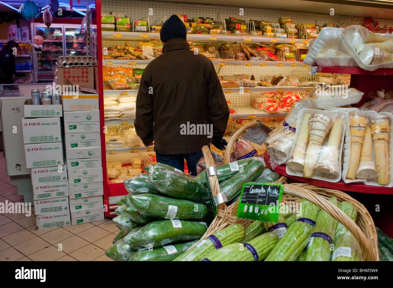 Paris, France, people Food Shopping in Chinese Supermarket, "The Big Store" neighborhood grocery