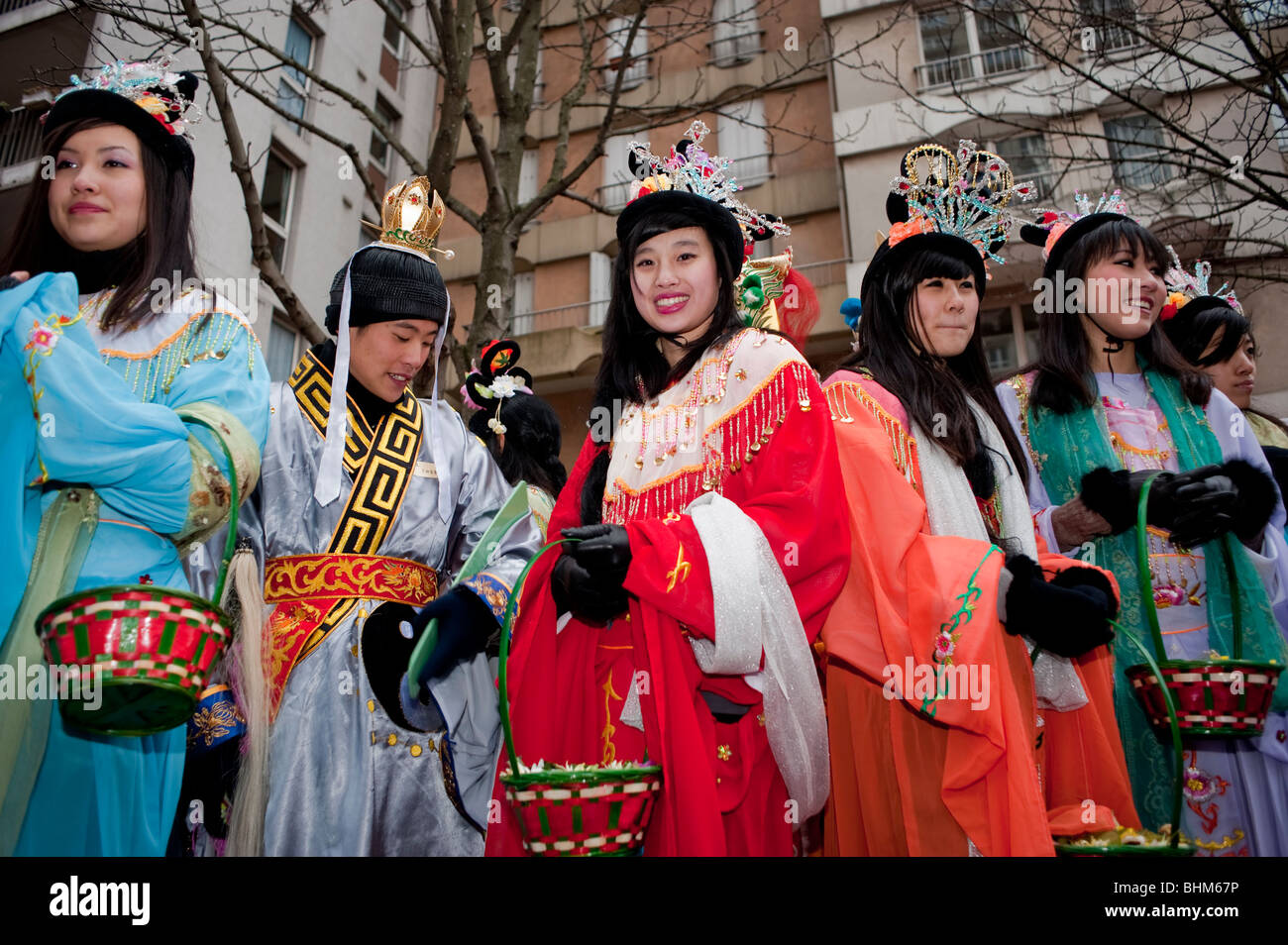 Paris, France, Young Women in Traditional Chinese Dress, in Chinese New ...