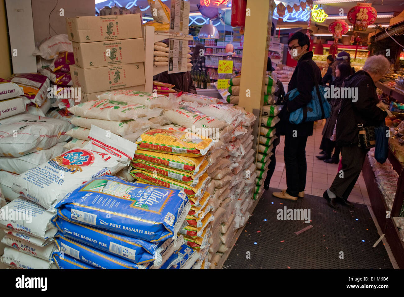 Paris, France, people Food Shopping in Chinese Supermarket, "The Big Store" Grocery Store, in