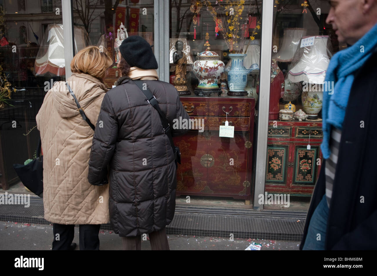 Paris, France, Woman Window Shopping, Home Decorations Store, Chinatown